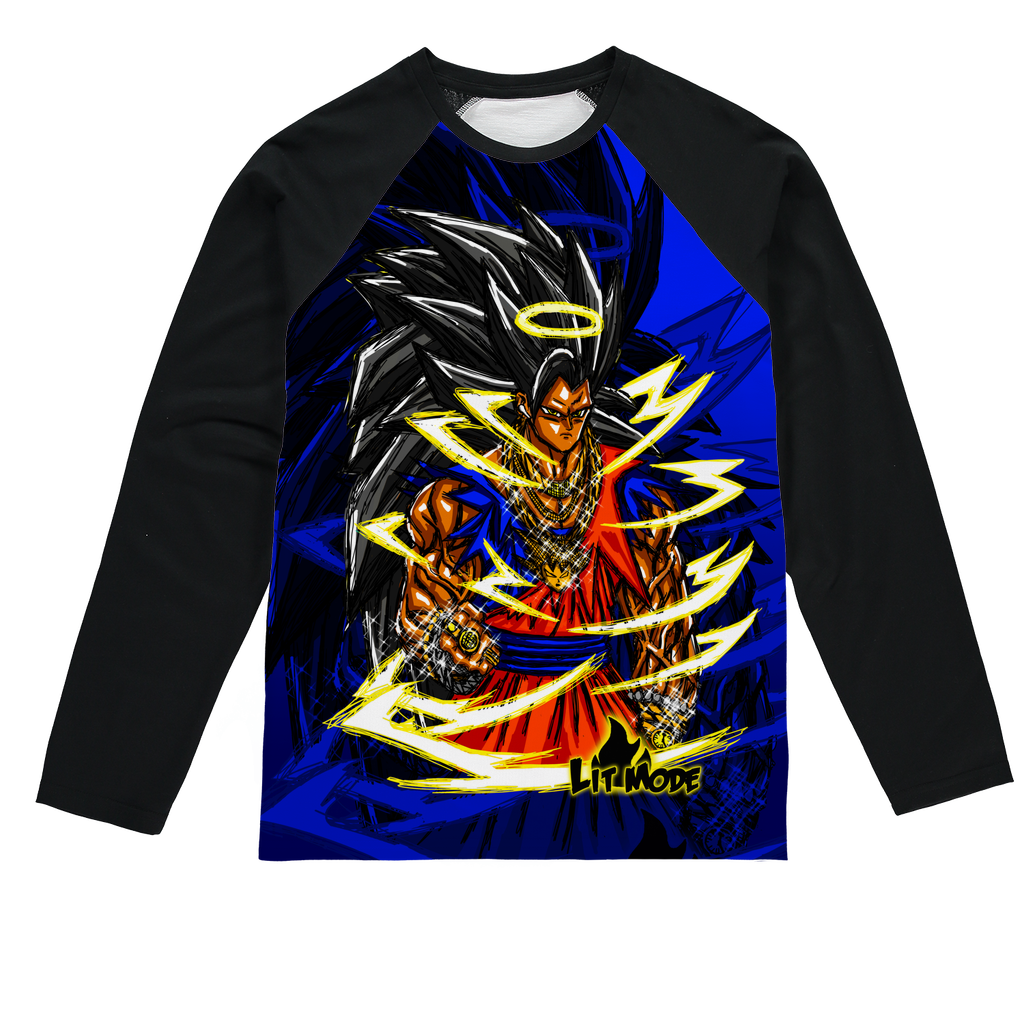 Lit Mode Saiyan test Sublimation Baseball Long Sleeve T-Shirt