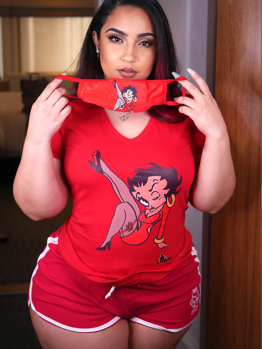 Betty Boo - Women's V-Neck T-Shirt - red