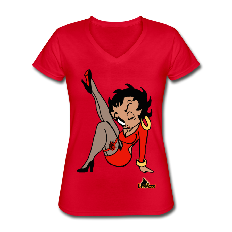 Betty Boo - Women's V-Neck T-Shirt - red